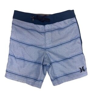 Hurley Board Shorts Blue Striped Boys Size 5 Surf Beach Quick Dry Swim Trunks
